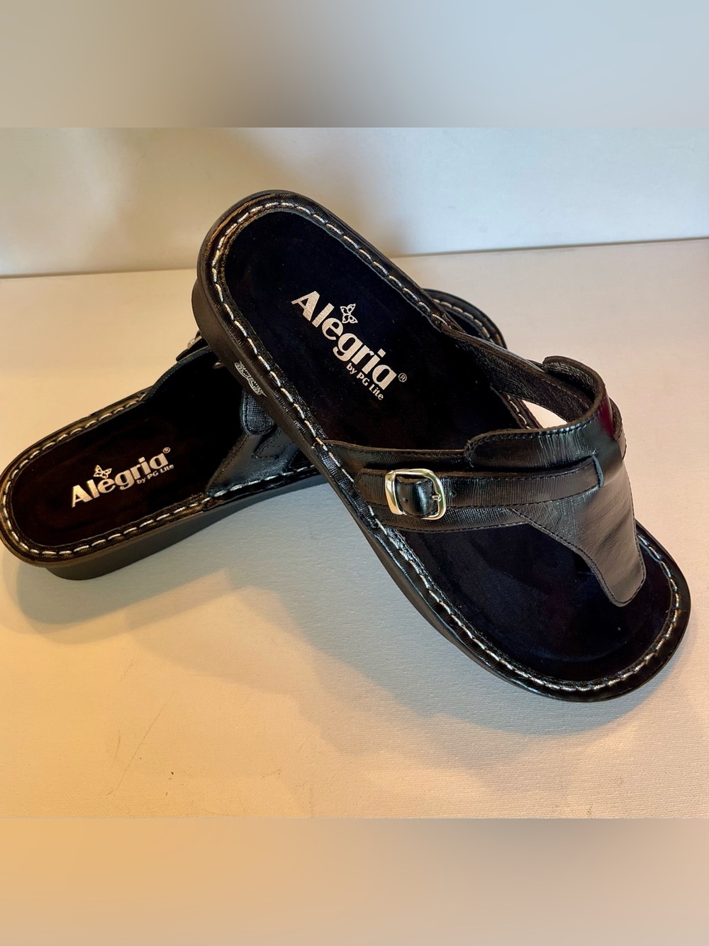 NIB ALEGRIA KENNEDI LEATHER SUEDE PODIATRIC BLACK SANDAL SIZE EU 42 /US. 11.5-12 - Picture 8 of 14